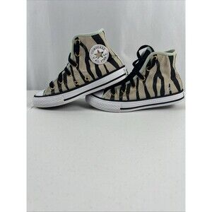 Converse Chuck Taylor All Star High Zebra Sneakers with Green Trim Size 1